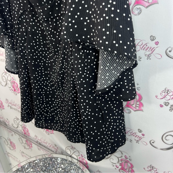 Showpo dress bell bottom sleeve dots Black and White Polka Dot Long Sleeve Dress - Picture 7 of 16